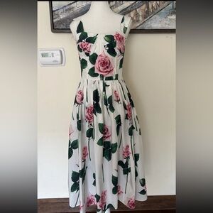 Dolce & Gabbana White Dress with Pink Roses